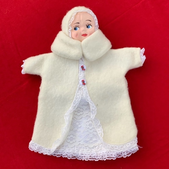 🔵 Fiber Art, Vintage collectible puppet cream wool handmade angel, rare find - Picture 10 of 11